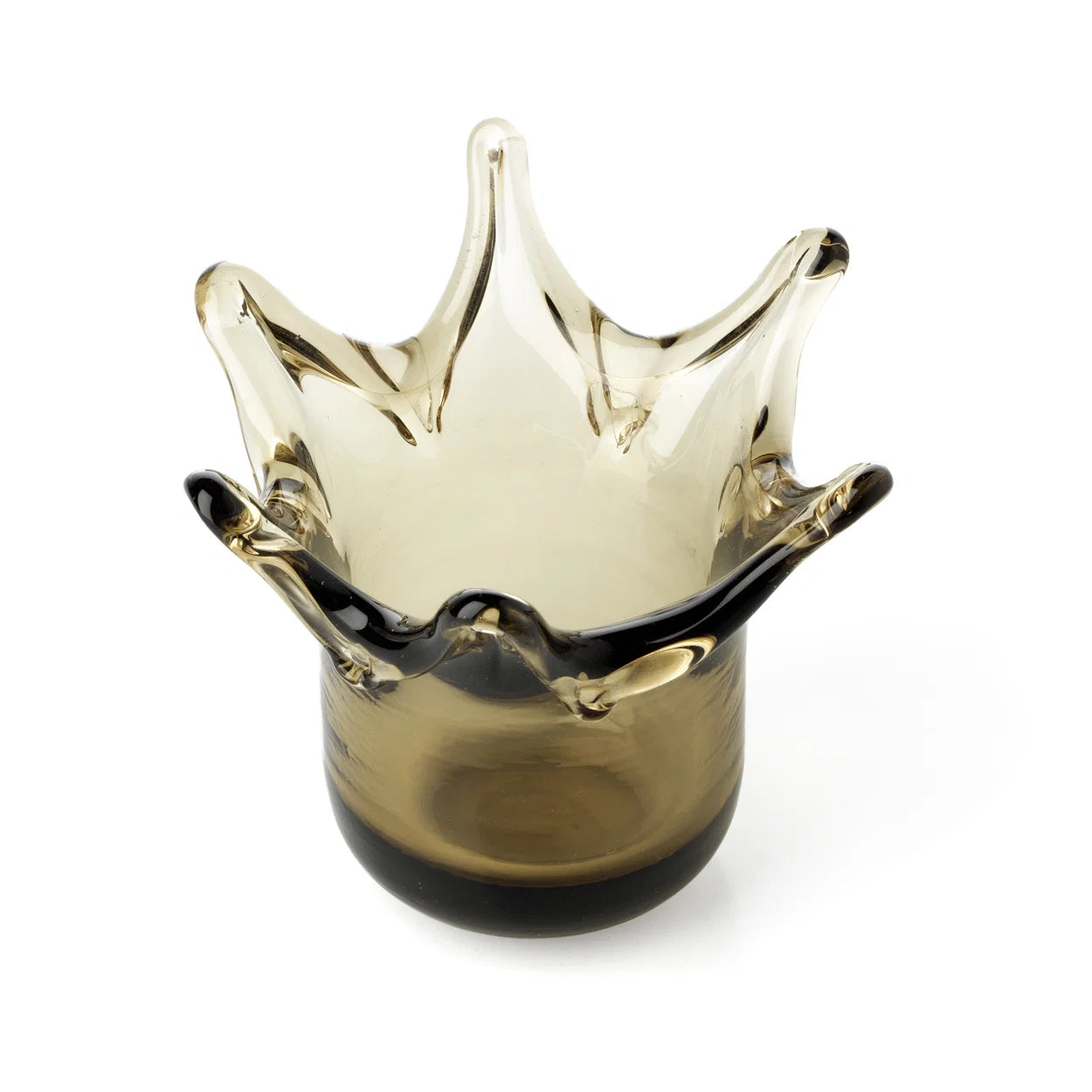 Bougeoir CROWN en verre fumé aux bords en couronne