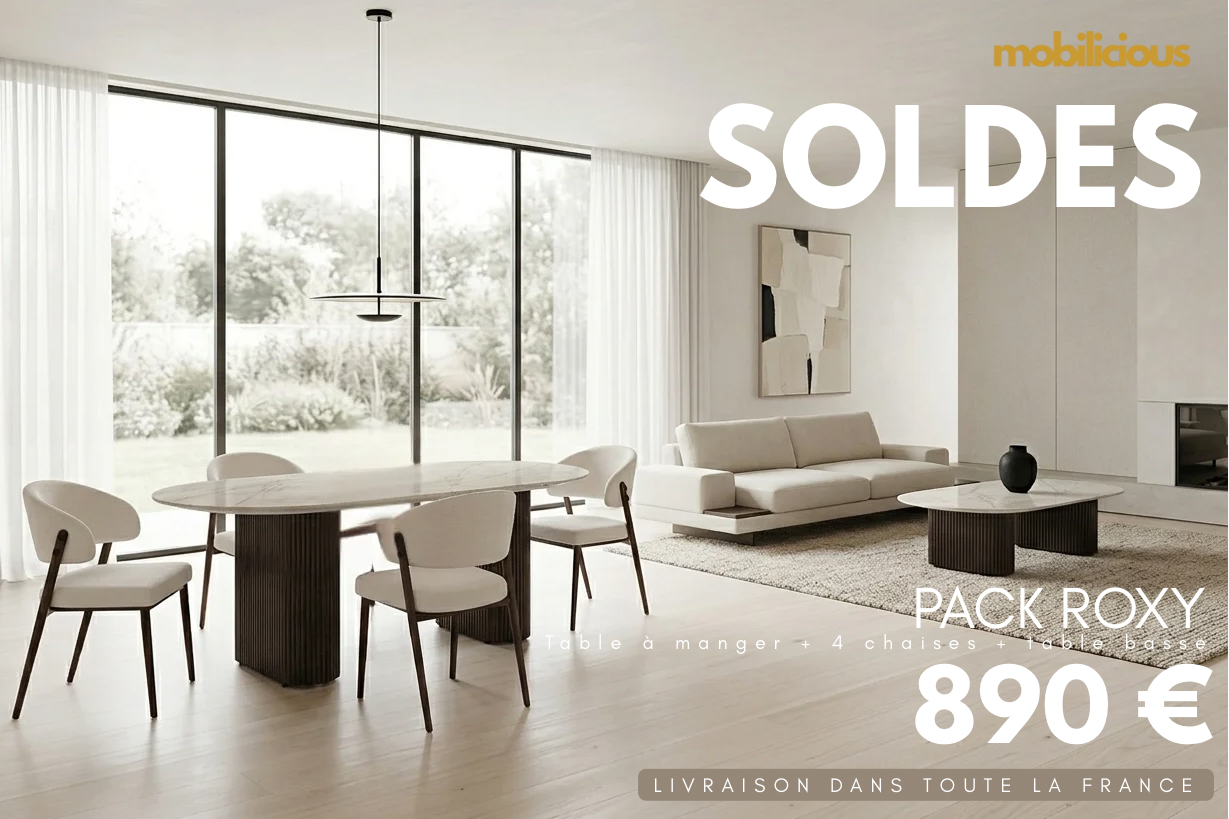 Pack Roxy — Table à manger + 4 chaises + table basse