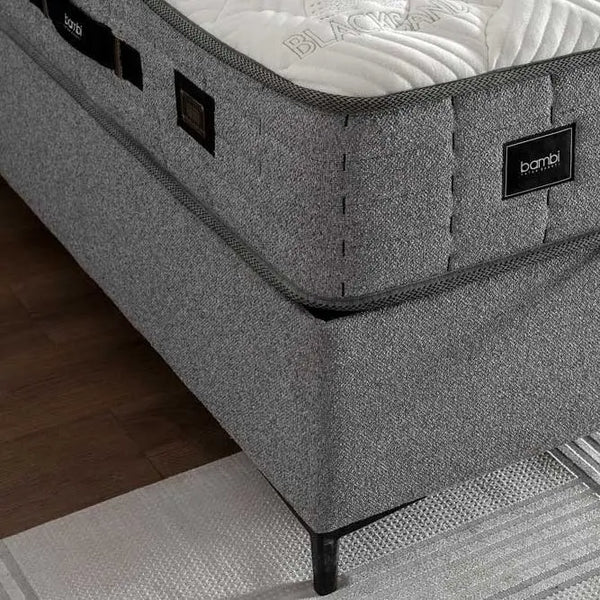 Lit coffre BLACKSAND Mobilicious — tête de lit avec liseré lumineux
